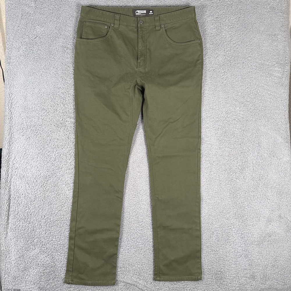 Mountain Khakis Mitchell Pants Mens 38x34 Green Stretch 5 Pocket - Picture 1 of 9